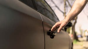 A Man Having Who Left His Car Keys Inside His Car